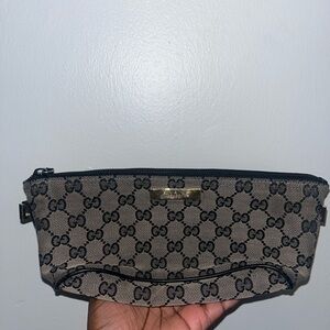 Gucci Black and Beige Monogram Clutch